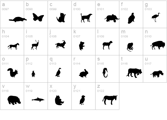 Mers Animals lowercase a-z preview
