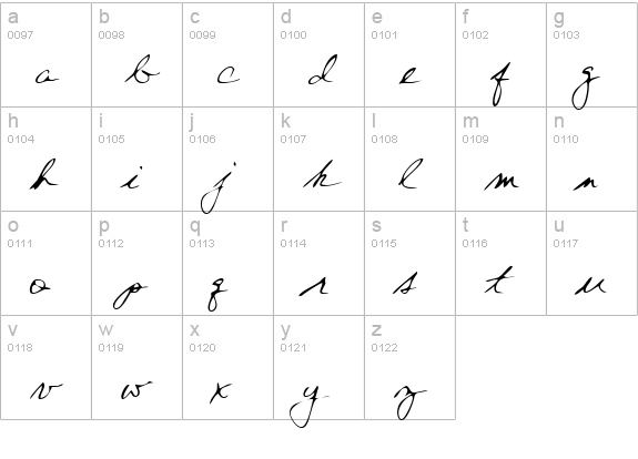 MerylsHand Regular lowercase a-z preview