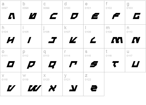 Metal Storm Bold Italic lowercase a-z preview
