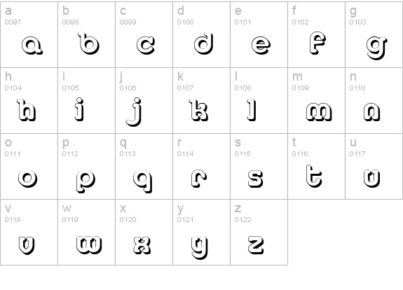 MexicoShadow-Bold lowercase a-z preview