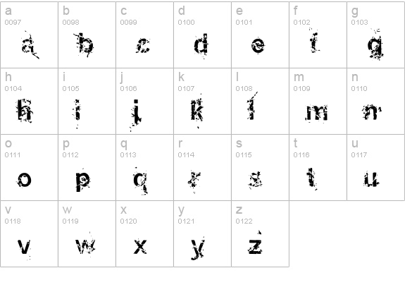 Miasm Outfection lowercase a-z preview