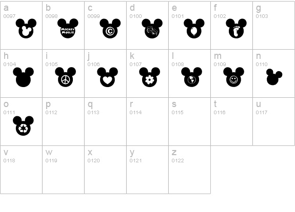 Mickey Ears Extra lowercase a-z preview