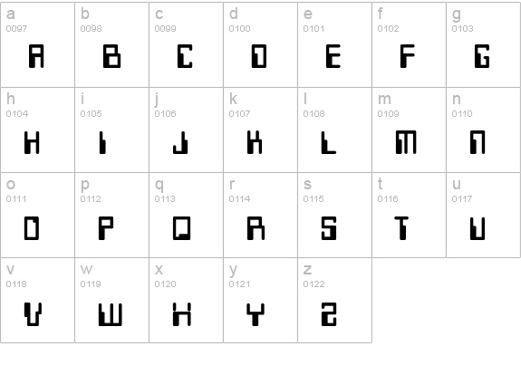 MicrFont lowercase a-z preview