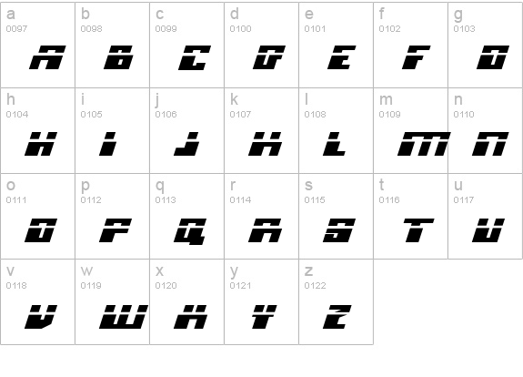 Micronian Expanded Laser Italic lowercase a-z preview