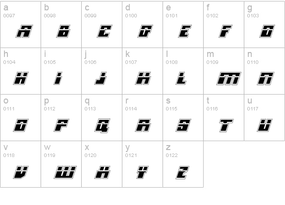 Micronian Laser Academy Italic lowercase a-z preview