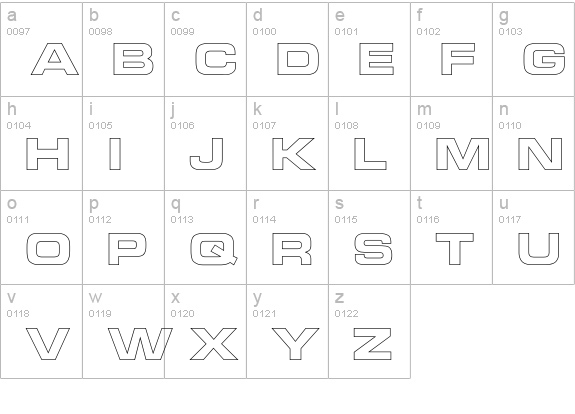 MicroTechnicExtBoldOutline lowercase a-z preview