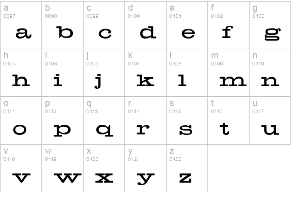 Midwest lowercase a-z preview