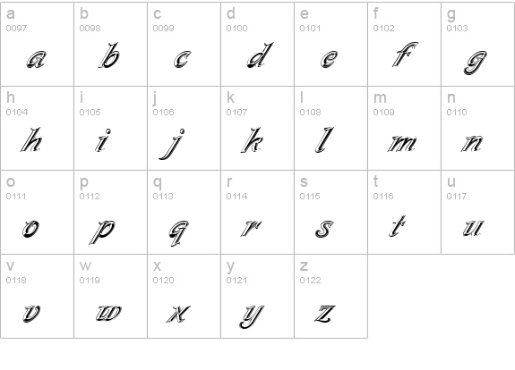 Milano LET lowercase a-z preview