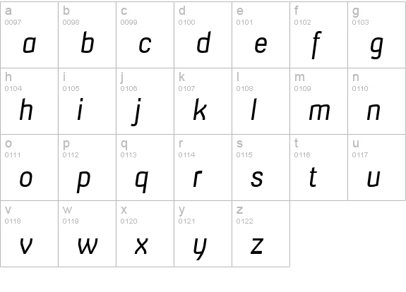Milibus Lt Italic lowercase a-z preview