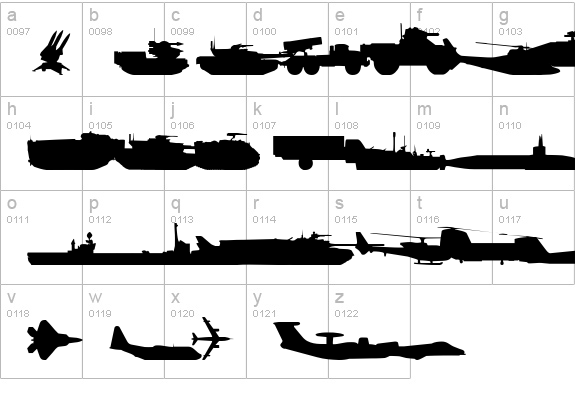 Military RPG lowercase a-z preview