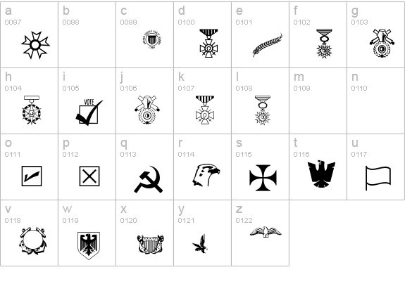MilitaryPatrioticP01 lowercase a-z preview
