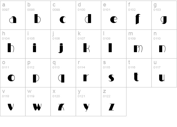 MiltonBurlesque lowercase a-z preview