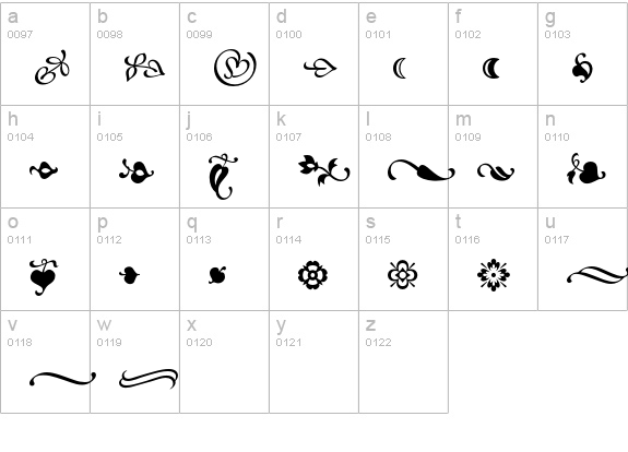 Minion Ornaments lowercase a-z preview