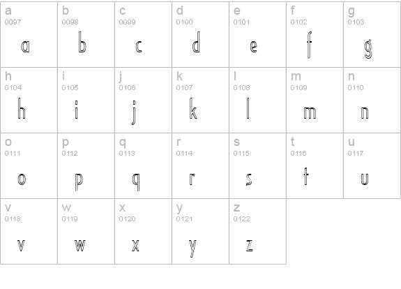 MirageOpen lowercase a-z preview