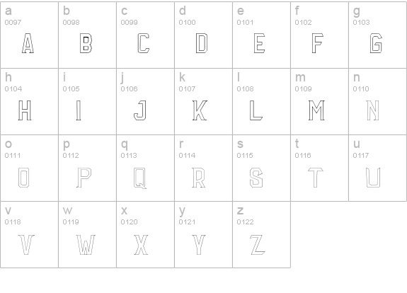 Mirnah Outline lowercase a-z preview