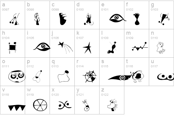 Miro Extras lowercase a-z preview