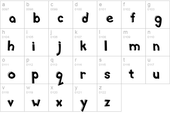 Mitten-Right lowercase a-z preview