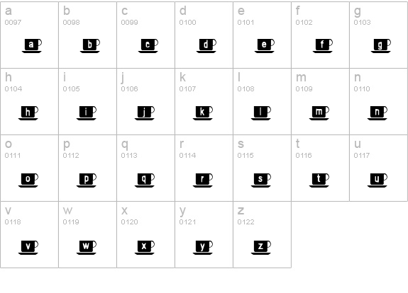 Mmmm Coffee lowercase a-z preview