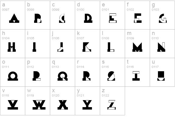 Modern Art NF lowercase a-z preview