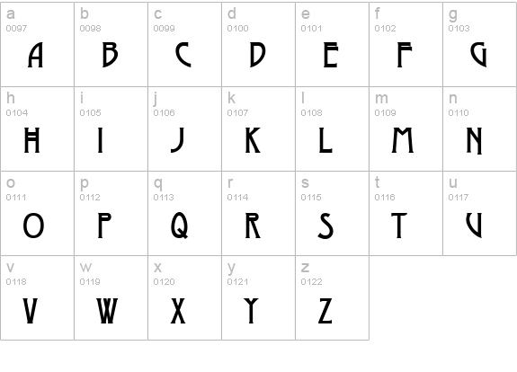 Moderno One lowercase a-z preview