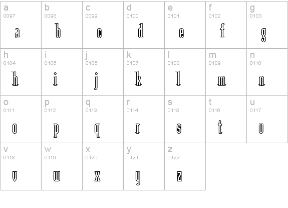 ModulaOutlined Regular lowercase a-z preview