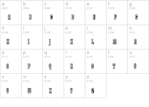 ModulaOutlinedSmallCaps lowercase a-z preview
