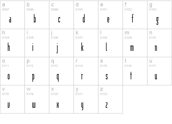ModulaTall Regular lowercase a-z preview