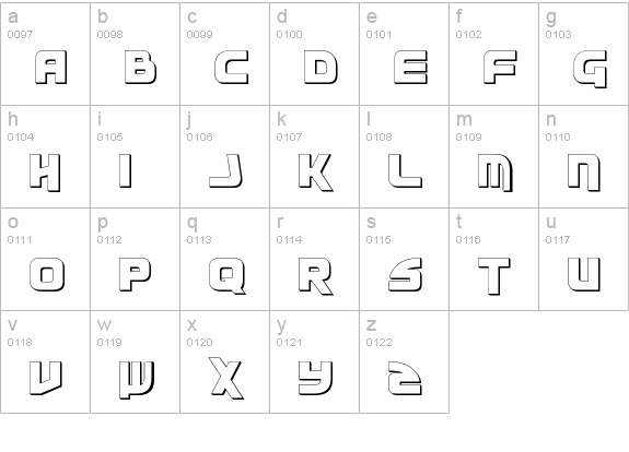 Moltors Outline lowercase a-z preview