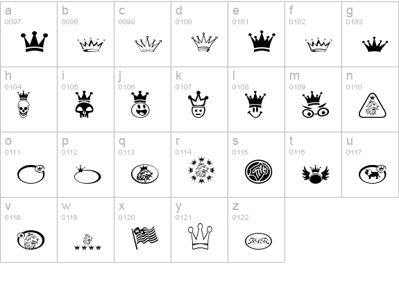 Monarchbats lowercase a-z preview