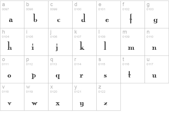 MonarchEngraved lowercase a-z preview