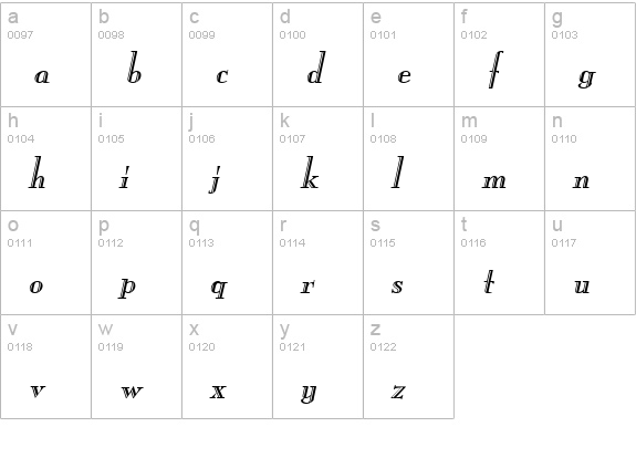 MonarchEngraved Italic lowercase a-z preview