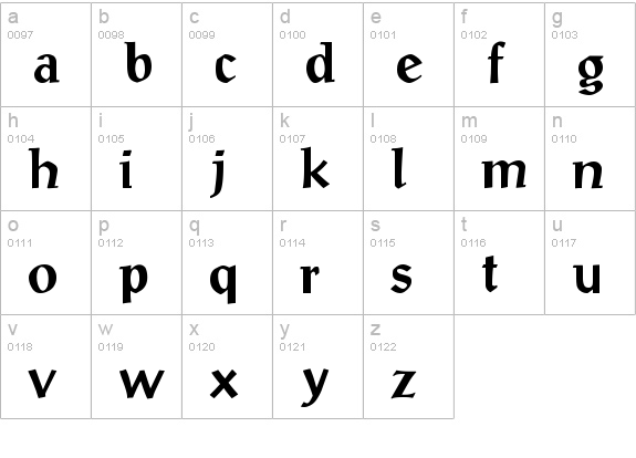 Monclova lowercase a-z preview