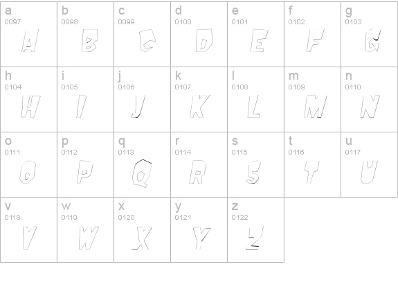 MondoOutline Oblique lowercase a-z preview