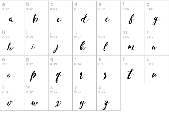 Monica Script aalt lowercase a-z preview