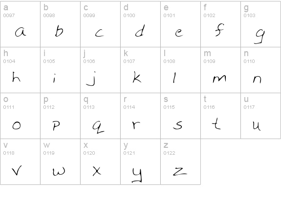MonicasHand lowercase a-z preview