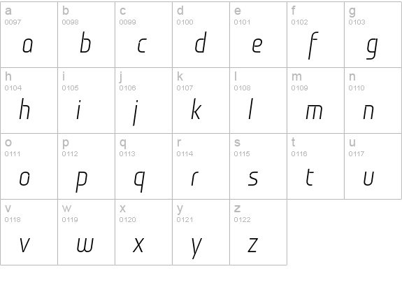 Monitorica Italic lowercase a-z preview