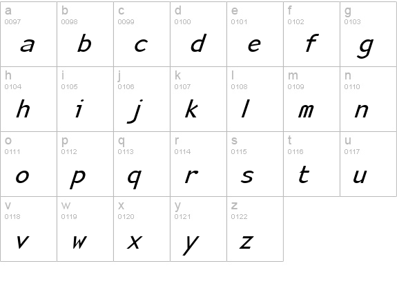 Monotony Italic lowercase a-z preview