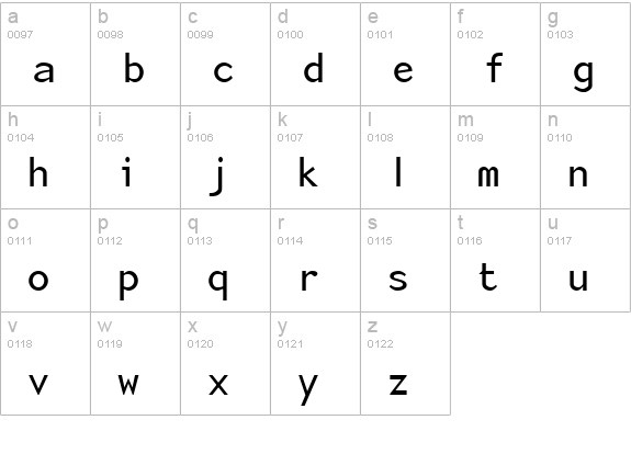 Monotony Medium lowercase a-z preview