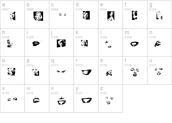 Monroe Dingbats lowercase a-z preview