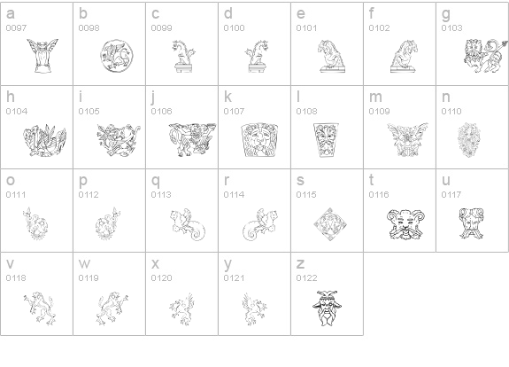 Monsters of Stone lowercase a-z preview