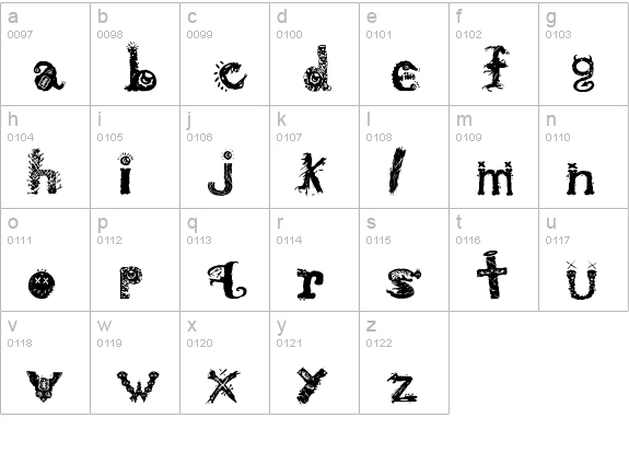 Monstrous Zosimus lowercase a-z preview