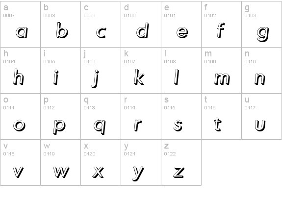 MontrealShadow-Italic lowercase a-z preview