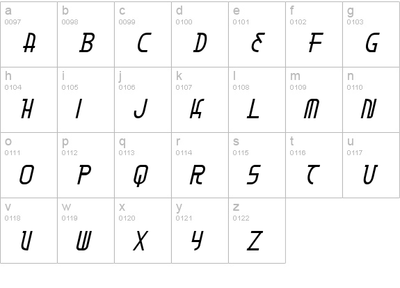 Moon Dart Italic lowercase a-z preview