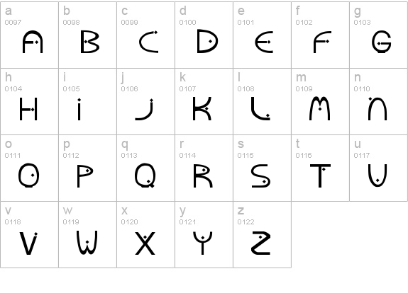 MoonBow lowercase a-z preview
