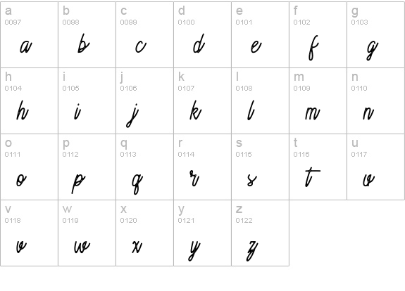 Moonchrome Script lowercase a-z preview