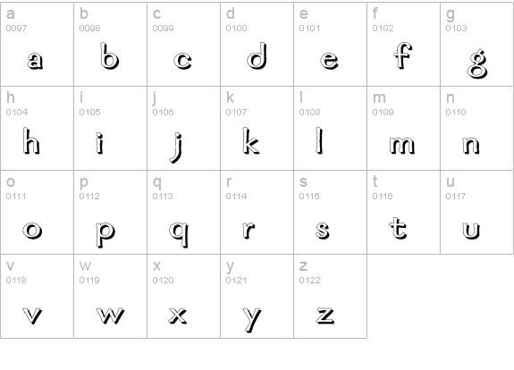 MordredShadow-Bold lowercase a-z preview