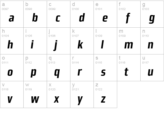 MorganSansCond Bold ItalicLining lowercase a-z preview