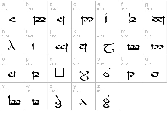 Moroma Regular lowercase a-z preview