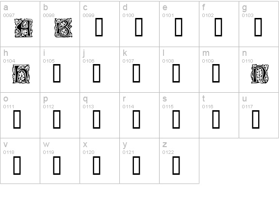 Morris Initials lowercase a-z preview
