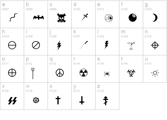 Mortbats lowercase a-z preview